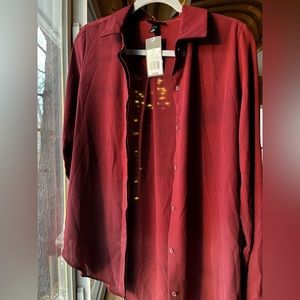 Gorgeous Semi sheer Mossimo deep burgundy button down!  Brand New With Tags